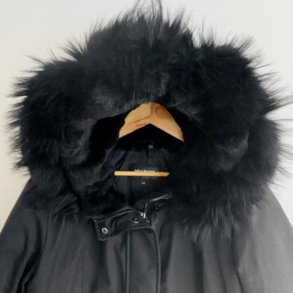 Mackage Enia L Lavish Fur Trim Down Coat Large Black WARM! Womens - Picture 3 of 10